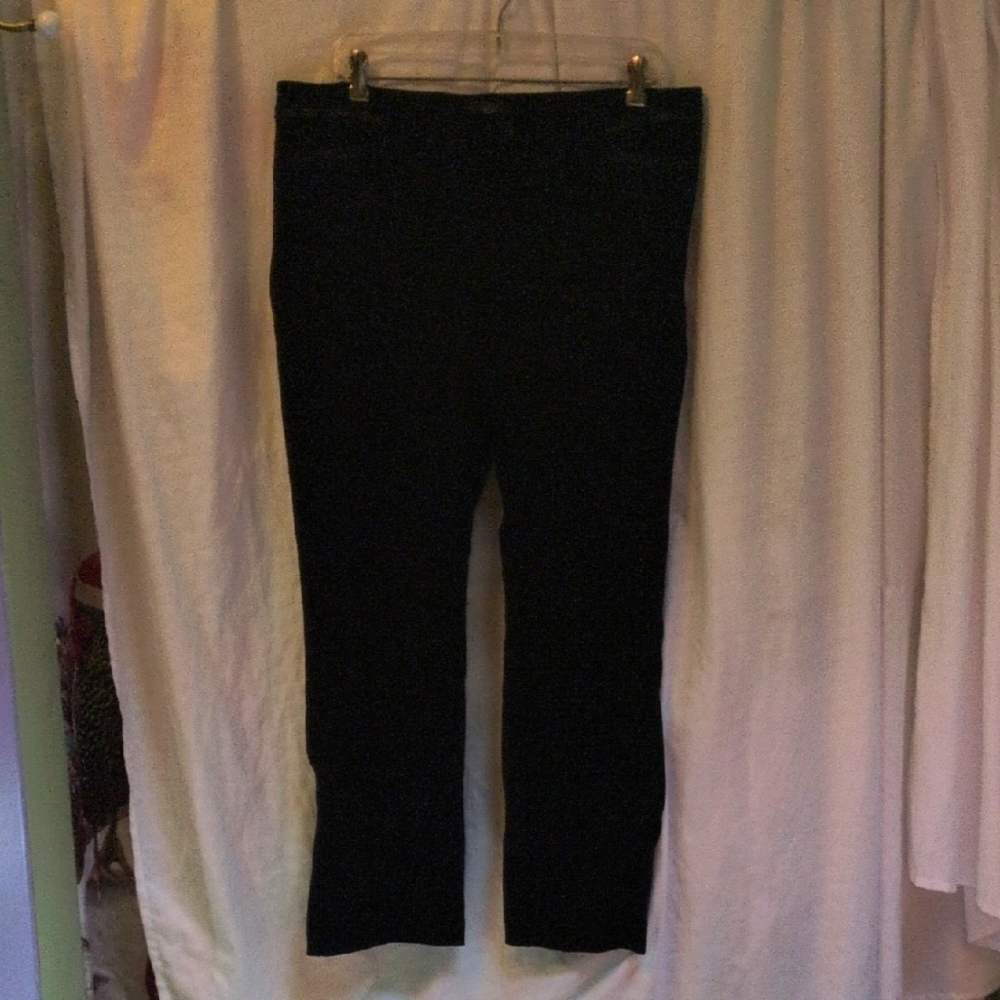 NYDJ Black Trousers with Leather Like Accents